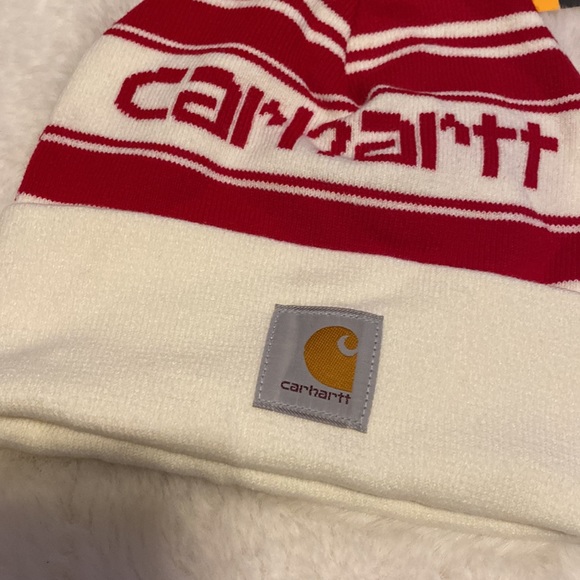 Carhartt beanie red and cream hat - Picture 2 of 5